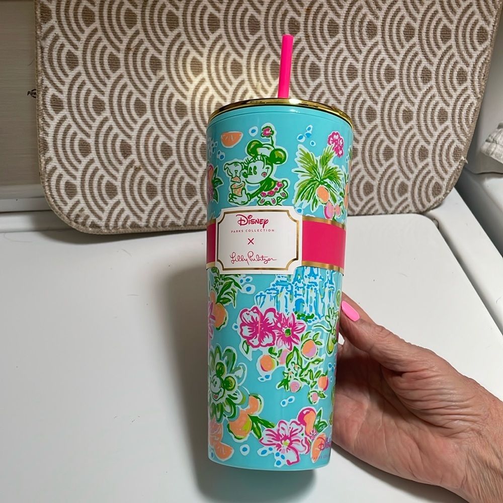Lilly Pulitzer Disney Parks Collection X Minnie Mouse Tumbler, lid and straw. - Picture 2 of 9